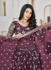 Jazzy Looking Lehenga Choli in Wine Colour